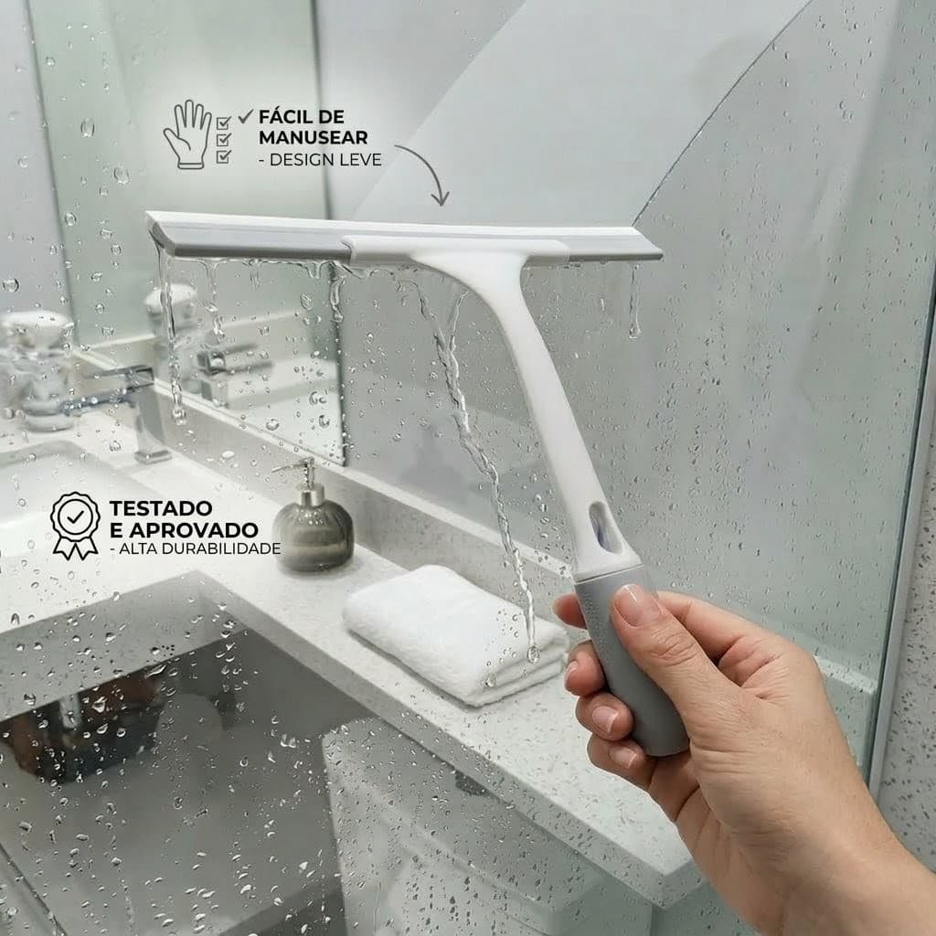 Rodo Mágico de Silicone 2 em 1 Limpa Vidros Box e Pisos Bancadas Uso Seco e Molhado Alta Durabilidade Limpeza Sem Marcas