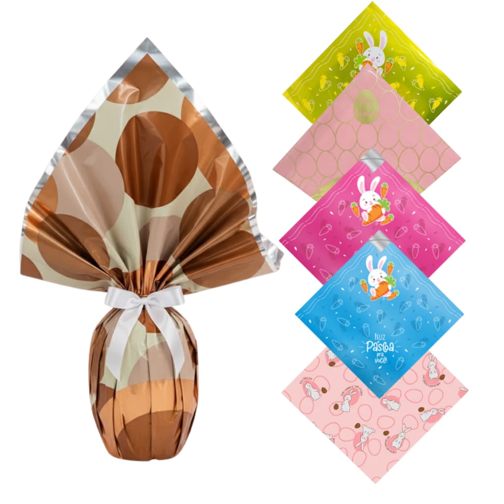 25 Sacos Para Ovo De Páscoa Chocolate  250/350g 35x35cm Embalagem Colorida Albano
