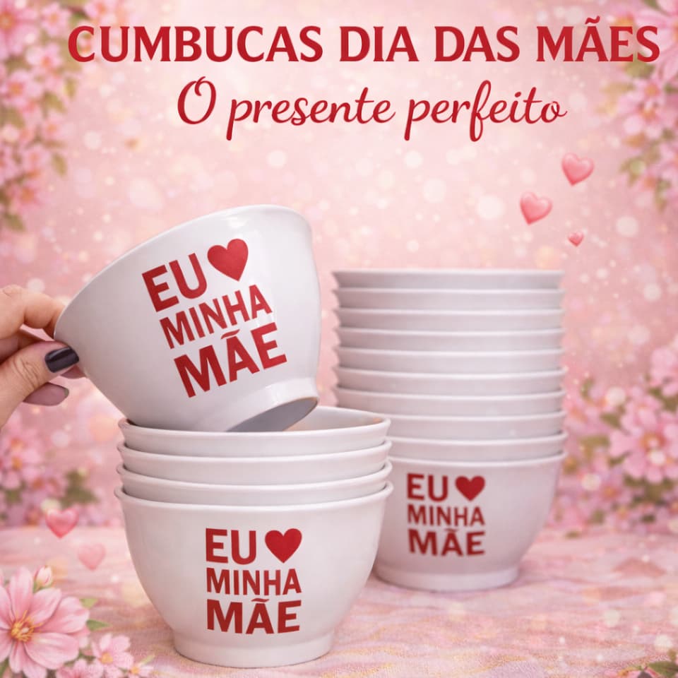 KIT C/ ATÉ 50 CUMBUCAS 700ML EU AMO MINHA MÃE, P/CHOCOLATES, PETISCOS, PRESENTE, AMOR, DIA DAS MÃES
