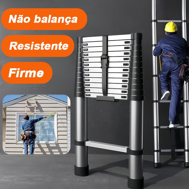 Escada Reta Telescópica de Aço Inoxidável 5M/3.4M | Ferramenta de Acesso
