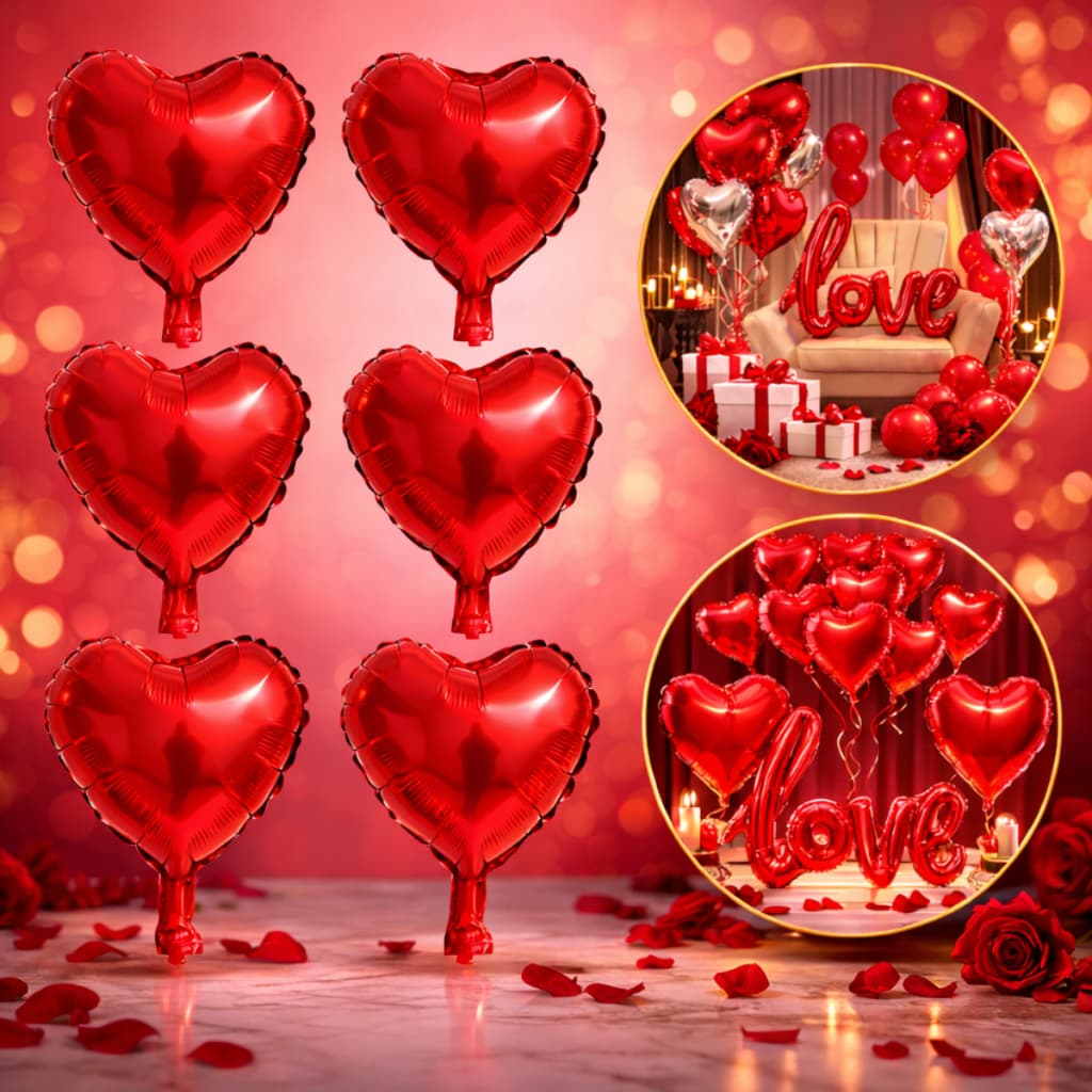 50 Mini Balão Metalizado Coração Vermelho 12cm 5  Polegadas Dia dos Namorados Casamento Dia das Mães Surpresa Romântica