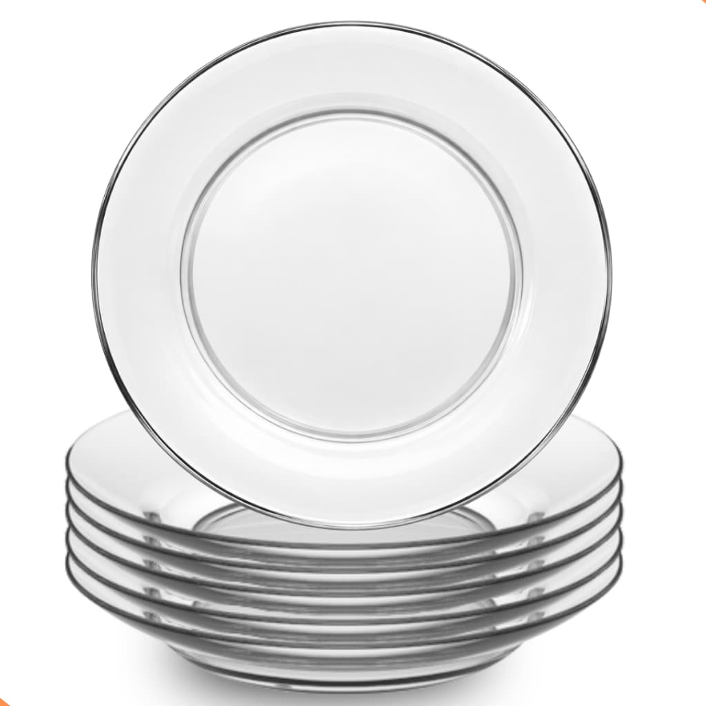 Prato Fundo de Vidro 12 Peças 22cm Kit De Pratos Fundos Vidro Grosso Transparente Mesa Posta