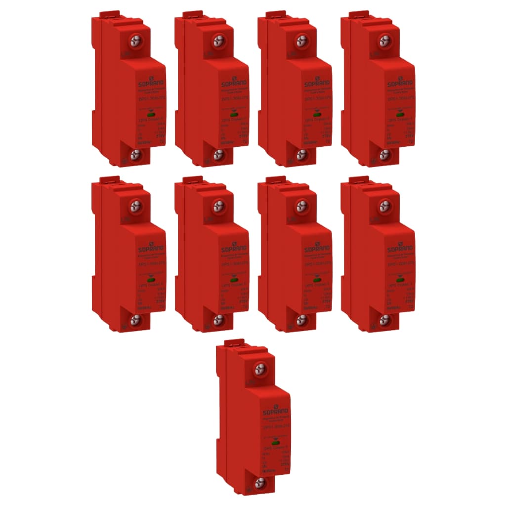 Kit 9 Dispositivo Protetor Contra Surtos Anti Raio Dps Monobloco 1P 15-30KA 275VAC - DPS1-30M-275
