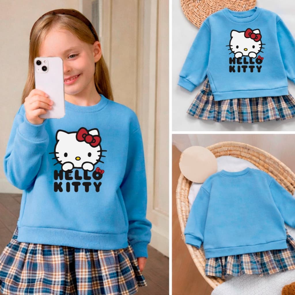 Moletom Hello Kitty Infantil Menina Delicado Blusa de Frio Flanelado Juvenil