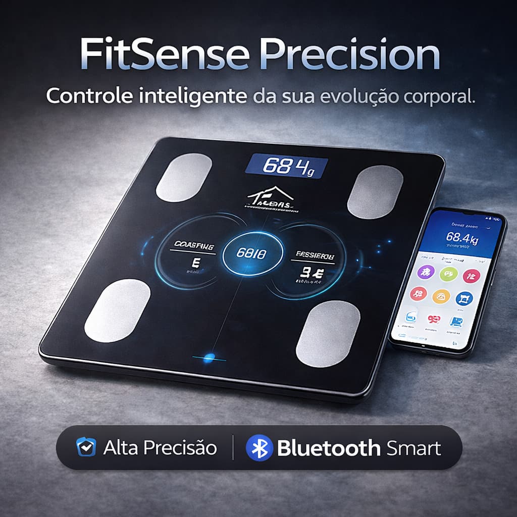Balança Digital Inteligente Bluetooth 140kg com Bioimpedância Alta Precisão