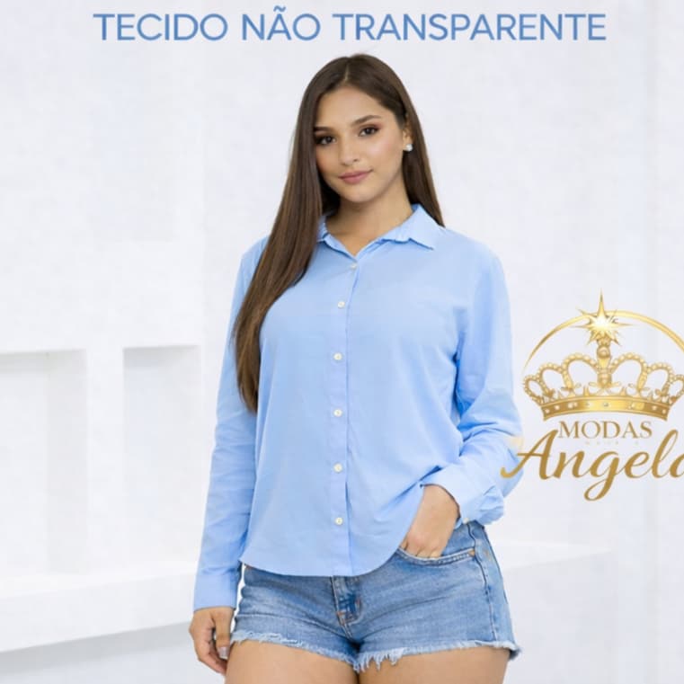 Camisa  Feminino Lisa Social Calorinho Manga Longa Viscolinho leve Blusa Botões Tendência P M G GG