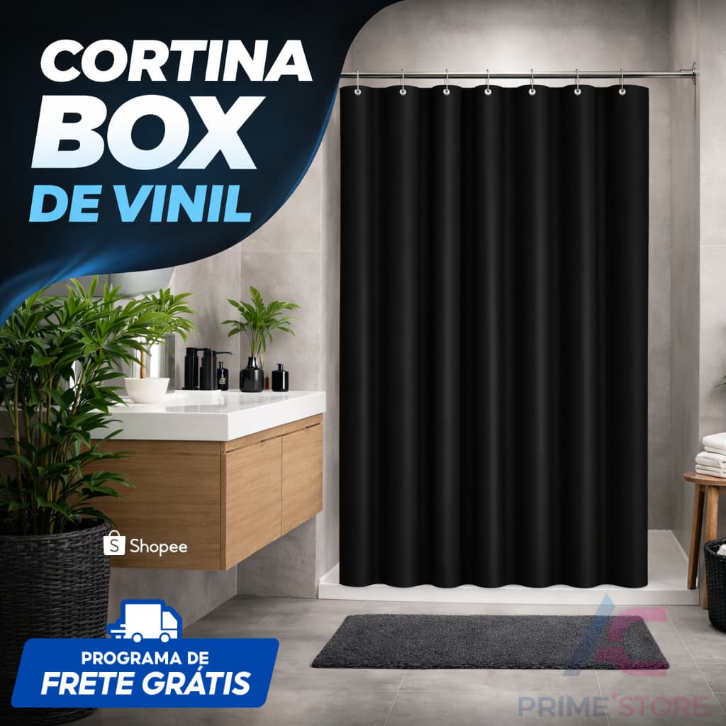 Cortina de Box Vinil Impermeável Lisa com Ganchos 138x198cm Antimofo Varias Cores