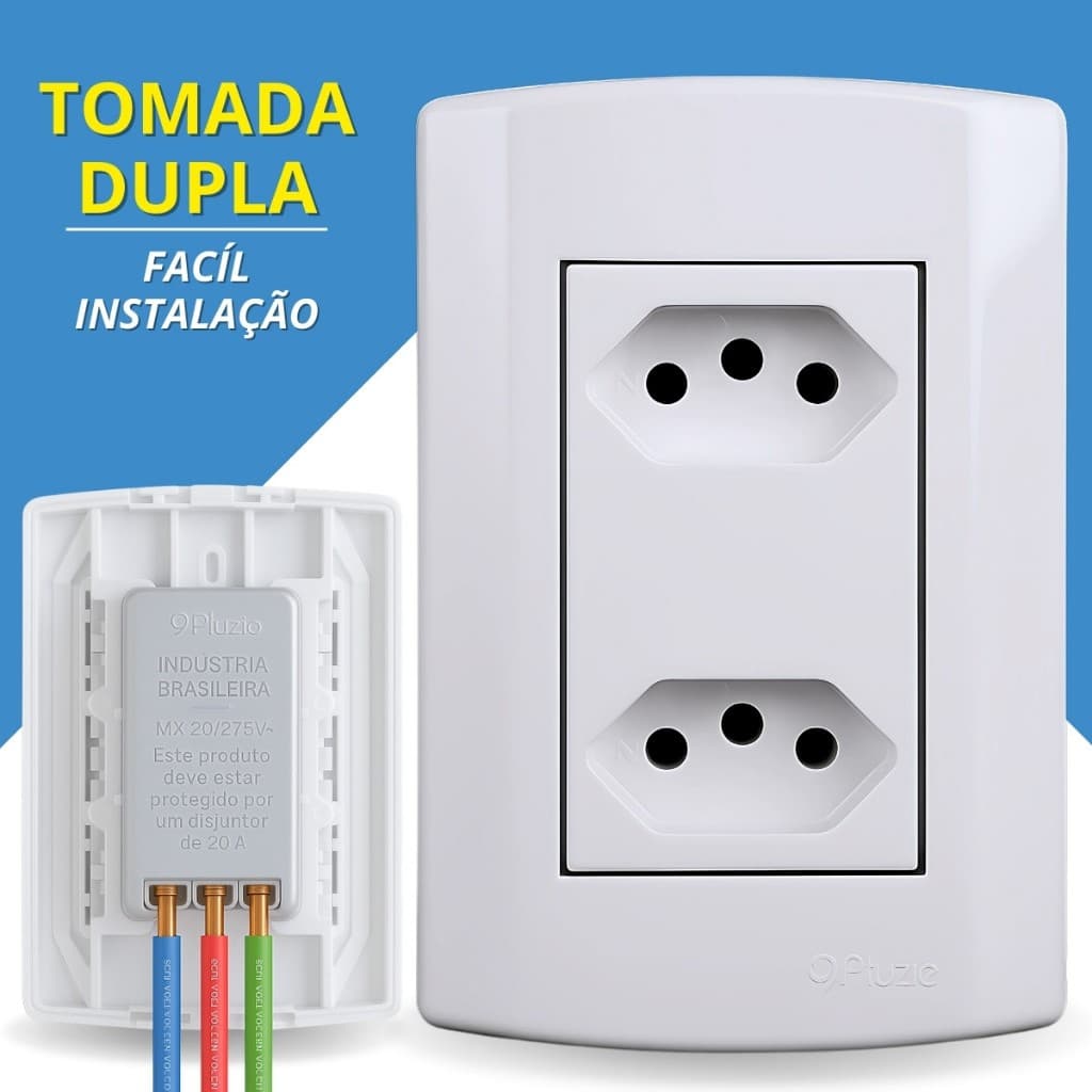 Tomada Dupla 10A 20A Amperes Monobloco Pluzie