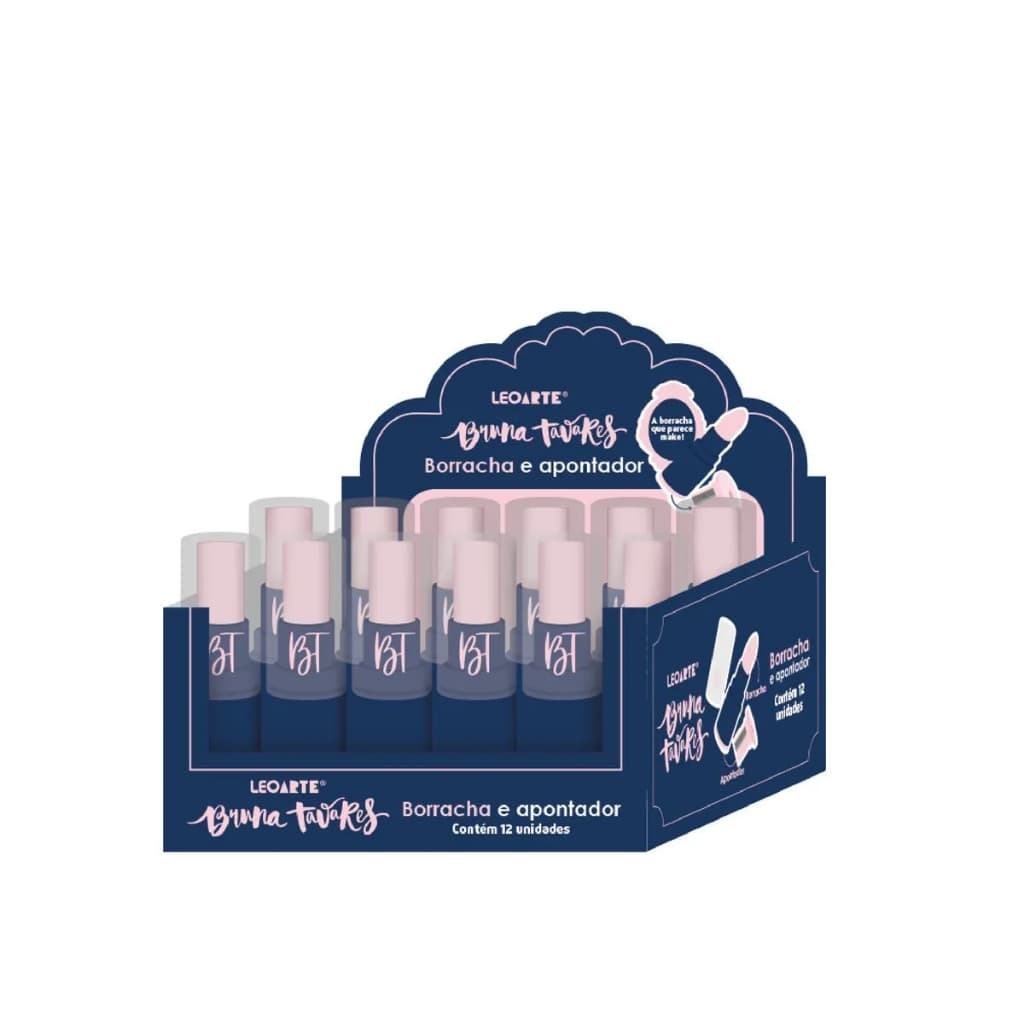 Borracha com Apontador e Depósito Bruna Tavares Formato Batom 2 em 1 Escolar Fofa