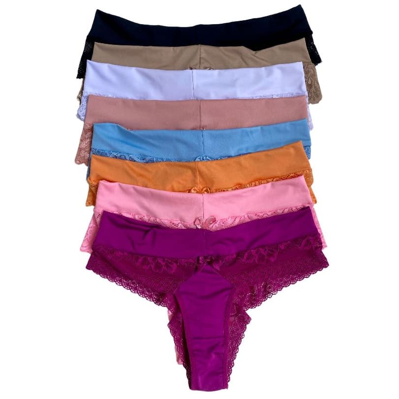 Kit Calcinha Cós Duplo Fio dental  com Renda Sexy com forro de algodão