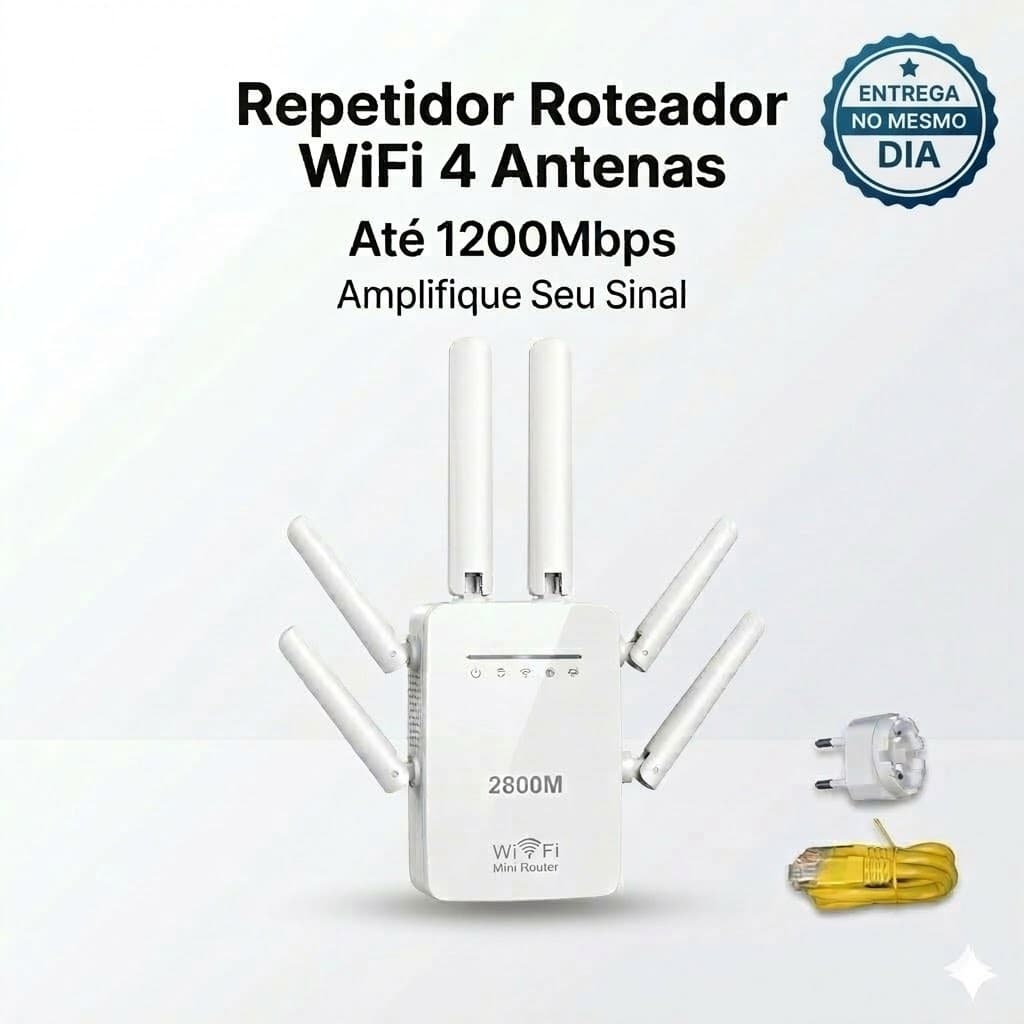 Repetidor Roteador Wifi 4 Antenas 1200Mbps Amplificador Sinal