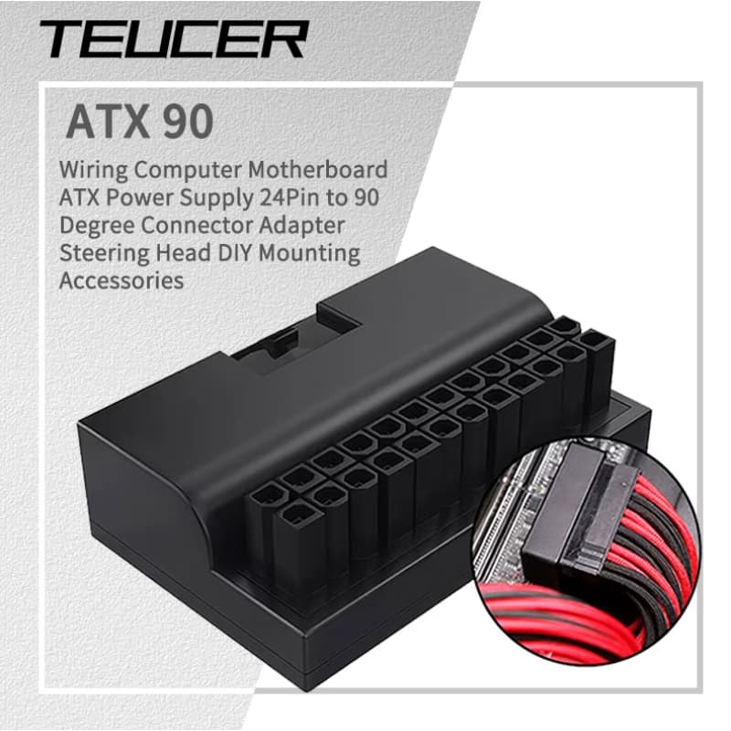 Adaptador Conector Fonte Placa mãe 24 Pinos 90°– Organização e Performance