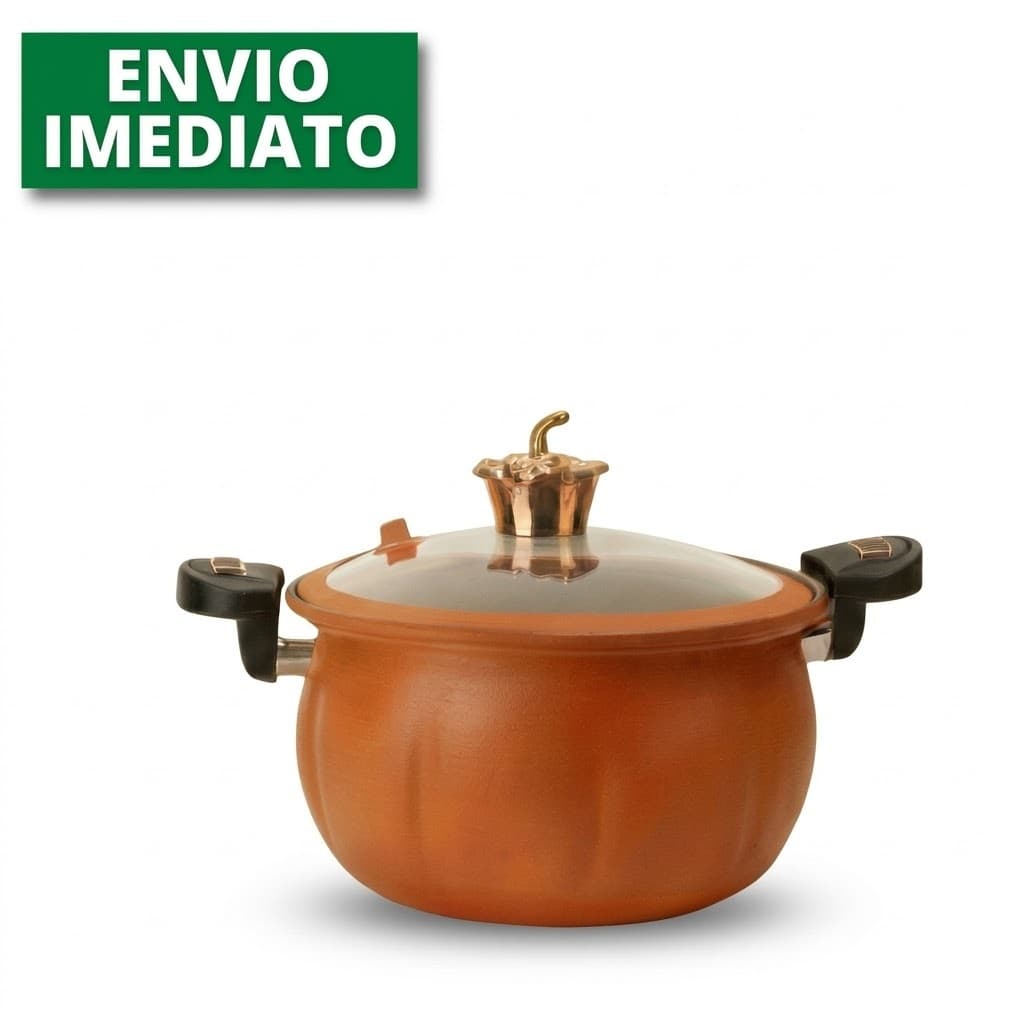 Panela Caçarola de Micro Pressão 8 Litros Abóbora 28cm Antiaderente Fogo/Indução Cozinha