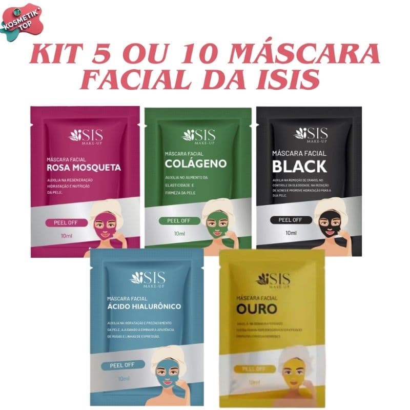 Kit 5 ou 10  máscaras Facial sachê da Isis ou  hidratante facial e corporal sachê rosa mosqueta