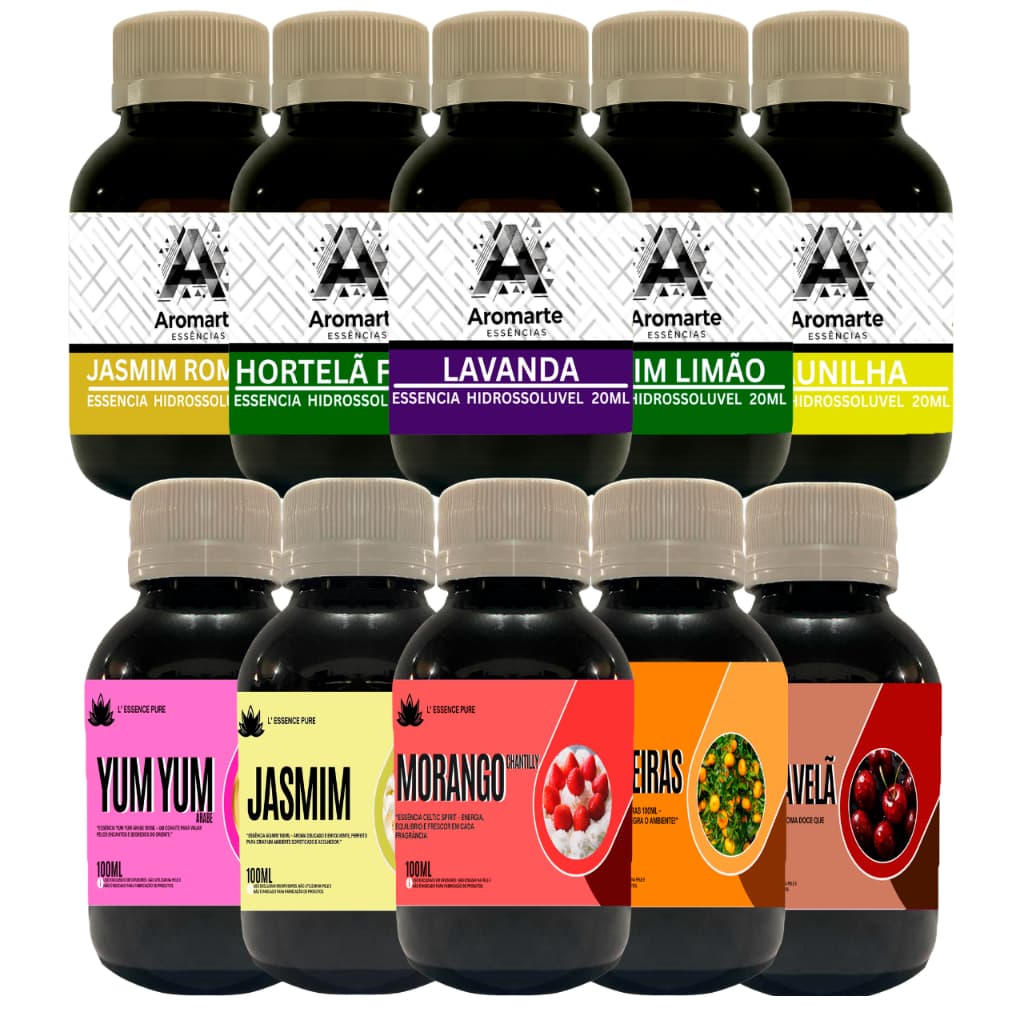 Kit 5 Essências Hidrossoluveis de 100ml para Casa & Escritorio | Uso Ideal em Umidificador/Difusores