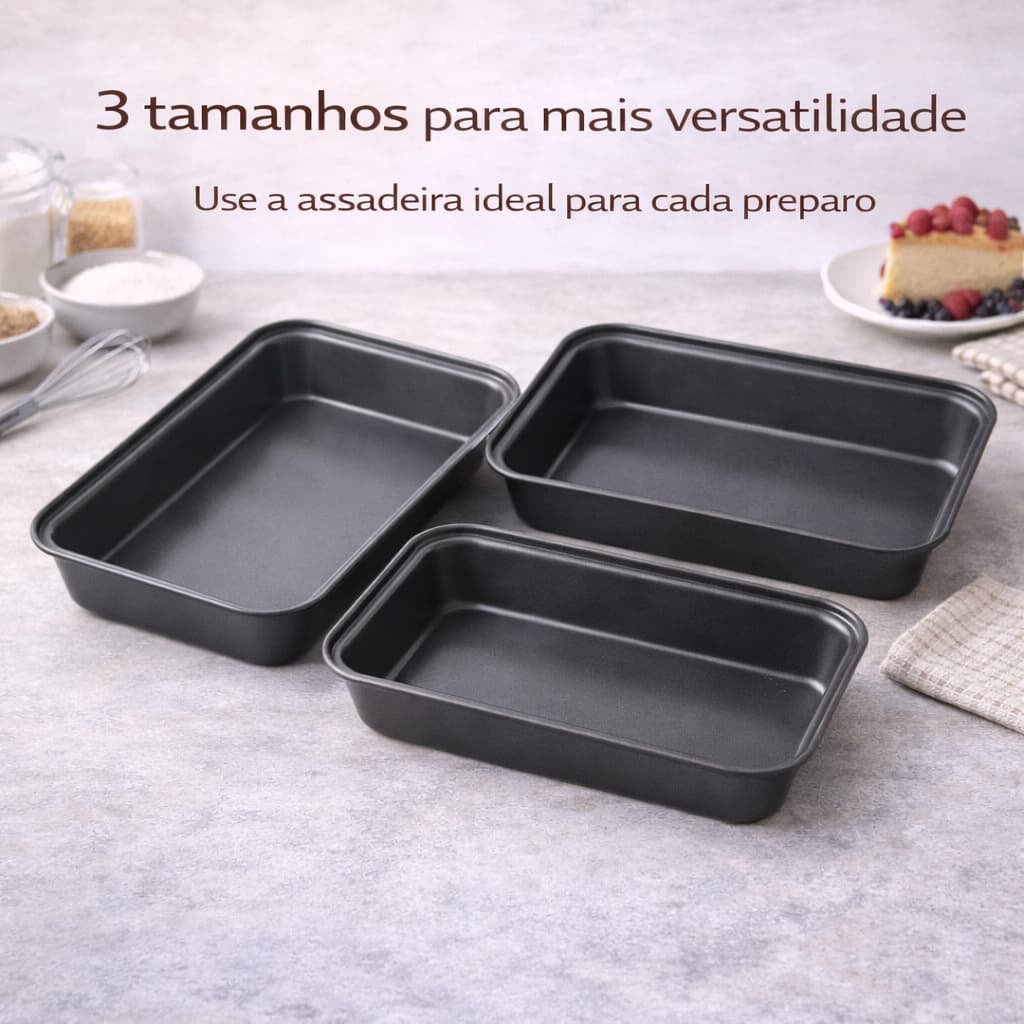 Assadeira Antiaderente Retangular para Torta Bolo Lasanha