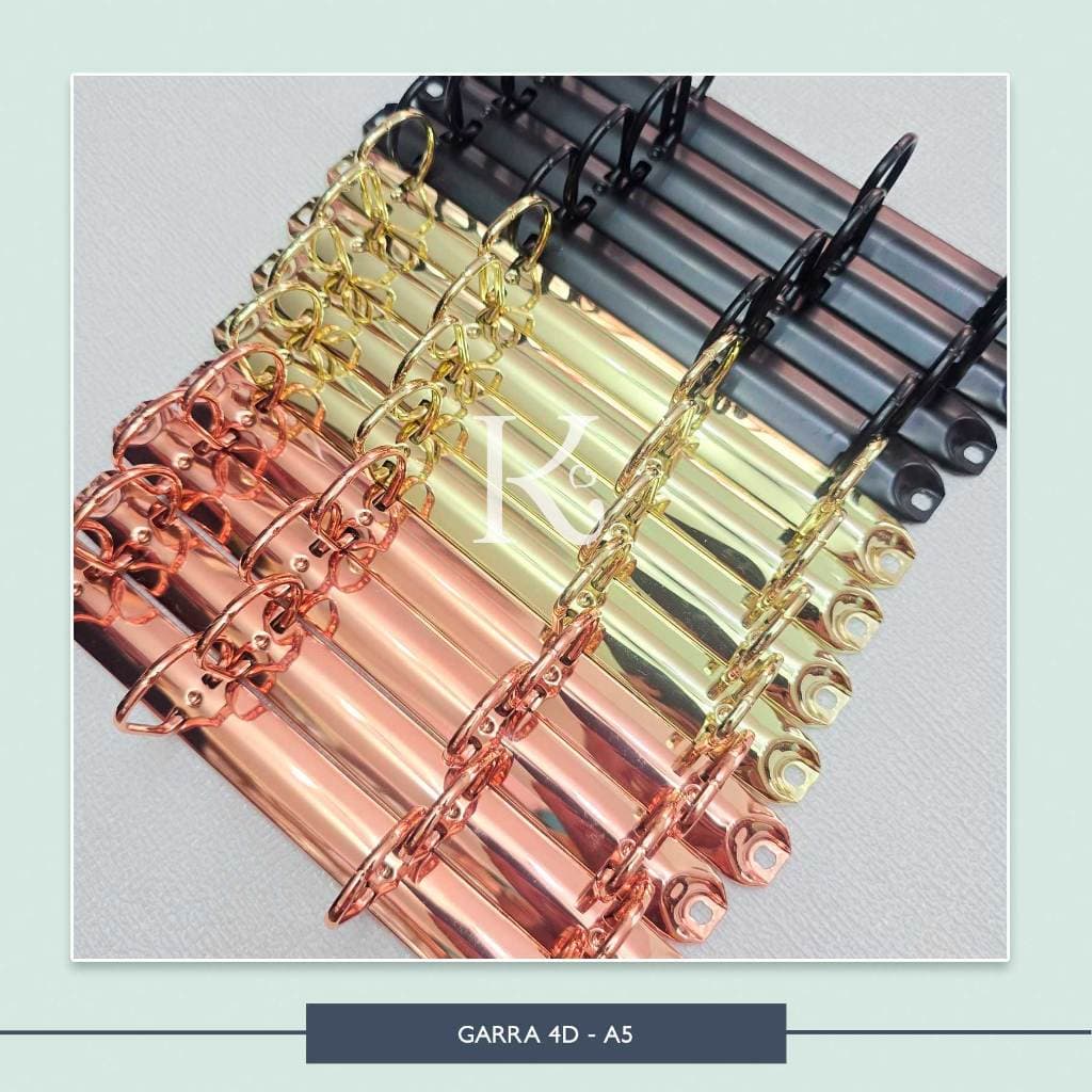 Kit 2 garras para fichário - A5 - 4 argolas D - 25 MM - 21cm - Com rebite