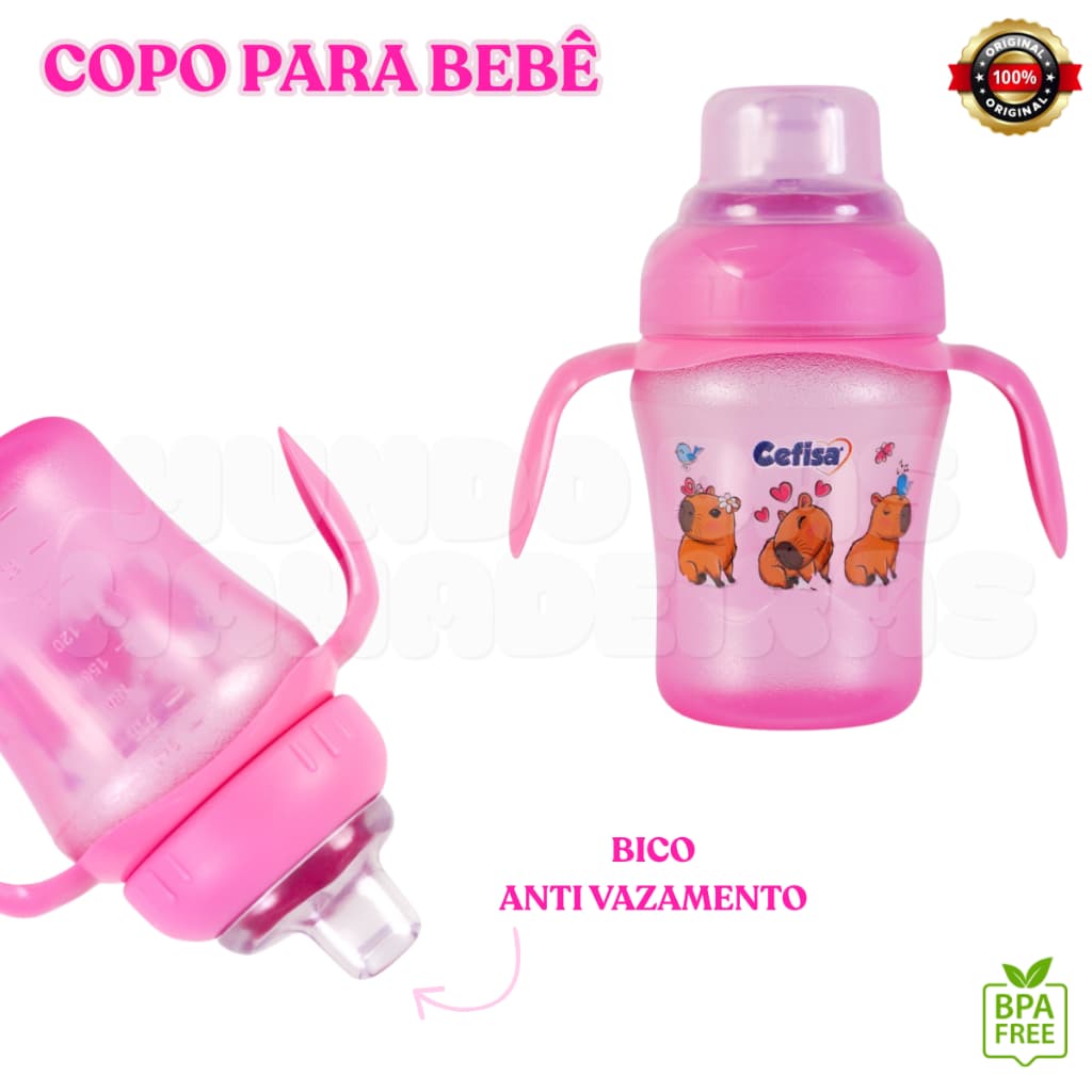 Copo Para Bebê - Anti-Vazamento -  Bico de Silicone Macio - Alça Removível - 240 ml