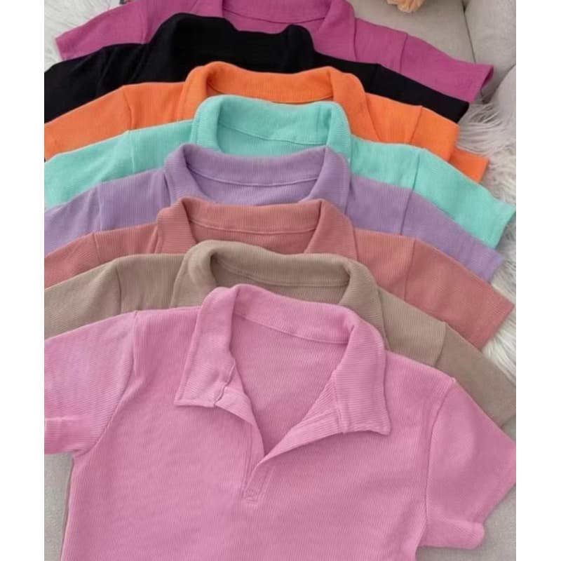 BLUSA GOLA POLO MODA FEMININA BÁSICO CAMISA BLUSINHA CASUAL SOCIAL TRABALHO RIBANA ALGODÃO MANGUINHA VERÃO DIA A DIA