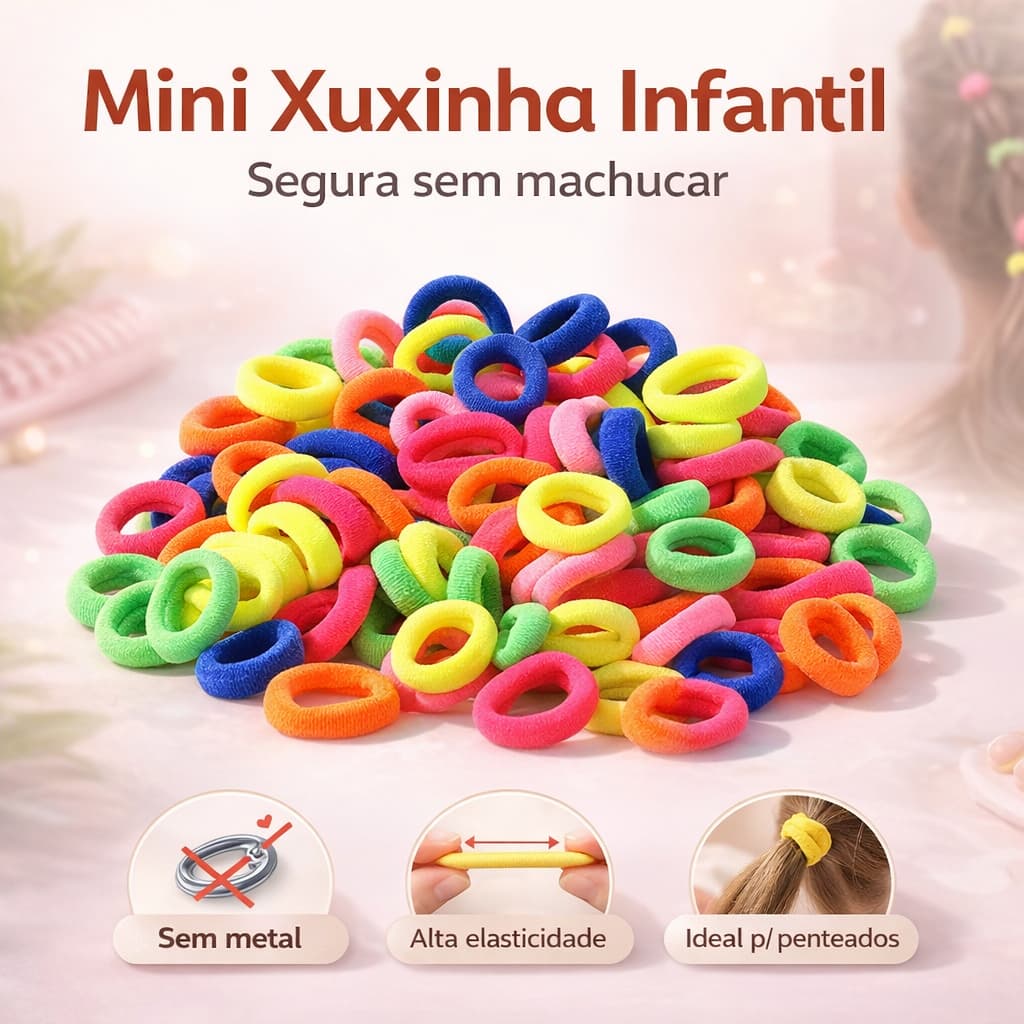 Kit 200/300/400 Elasticos de Cabelo Tipo Meia Xuxinha Criança Adulto Rabicó Pequeno