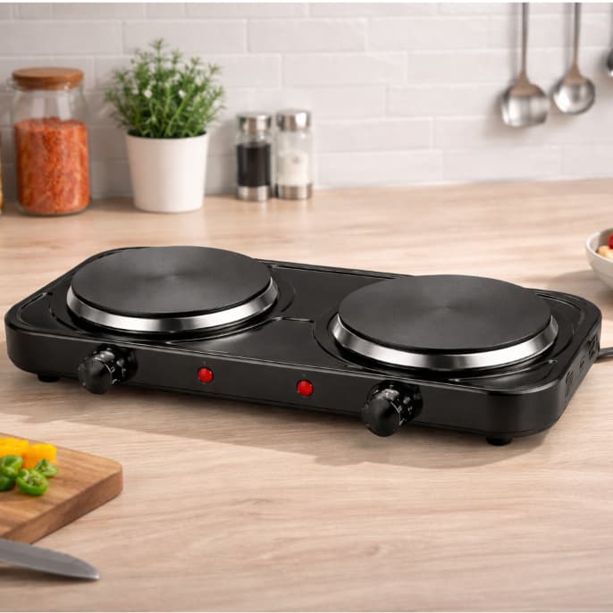 Fogão Elétrico Chapa Plana 1 ou 2 Bocas Portátil 110V ou 220V Aceita Qualquer Panela