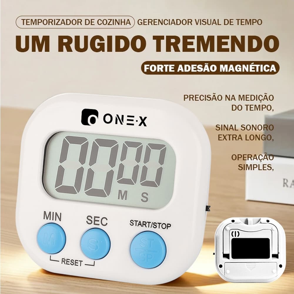 Cronômetro Temporizador Digital com Imã Ideal para Cozinha Estudo e Fitness Timer de Alarme Sonoro – Visor Grande 99min