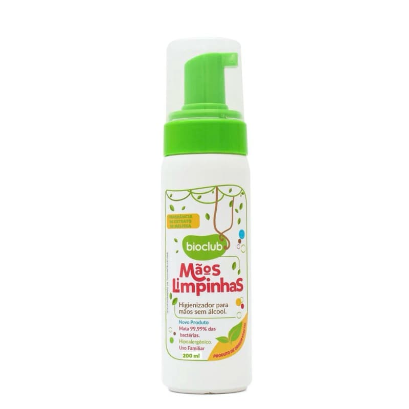 Higienizador de Mãos Infantil Sem Álcool Antisséptico Vegano Bebê 200ml Bioclub