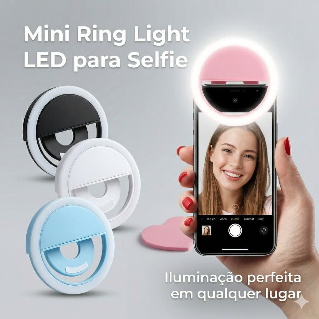 Mini Ring Light Led Celular Selfie Clipe Universal Recarregável Portátil Anel De Led Para Selfie