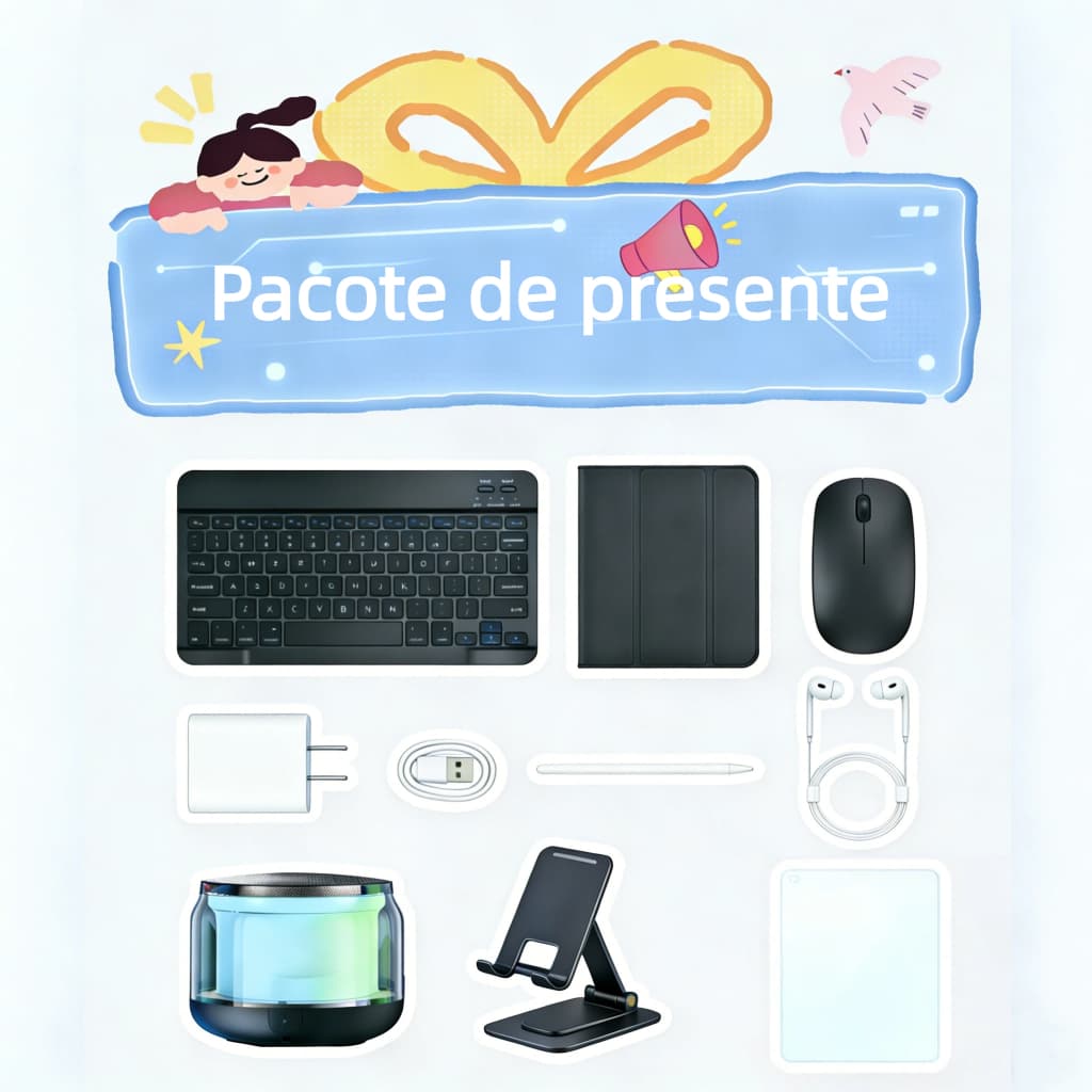 [Teclado + Mouse + Alto-falante Bluetooth grátis] Pacote de presente com acessórios adequados para vários tablets