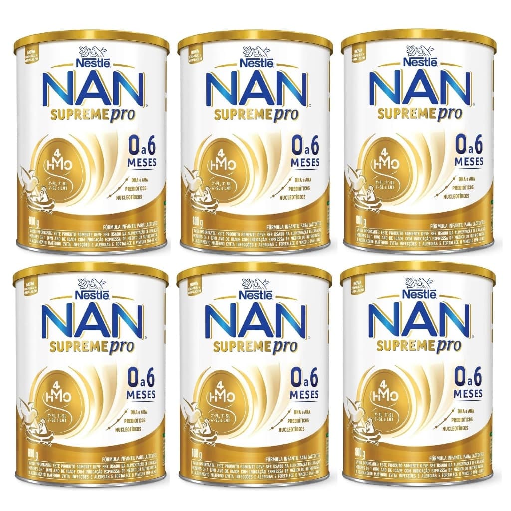 Kit 6 Latas NAN Supreme 800gr 0 a 6 Meses (AMARELO) EQ.1