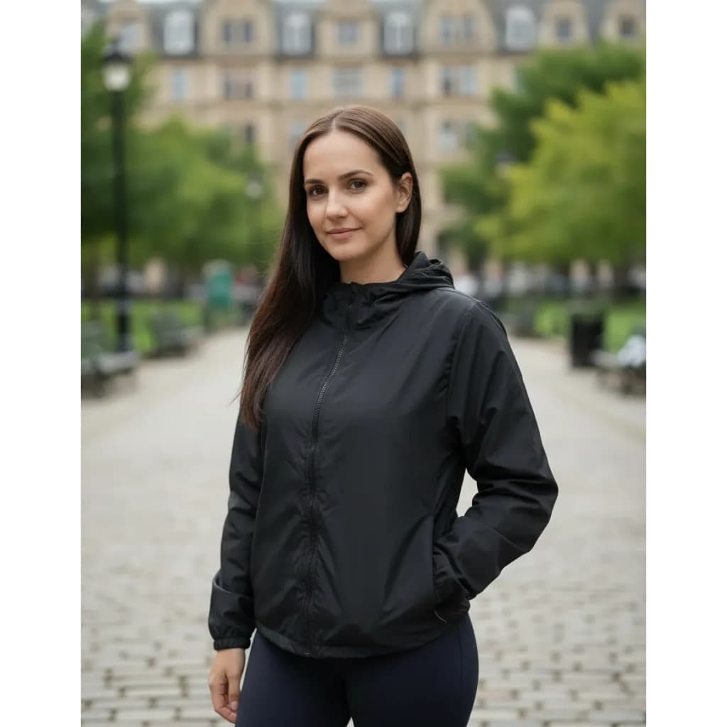 Jaqueta Corta Vento Feminino Liso Repele Agua 100% Forrado Com Capuz Sem Elástico Cintura