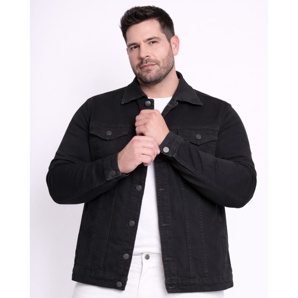 Jaqueta Plus Size Masculina Jeans Sarja Fit Colorida Casual