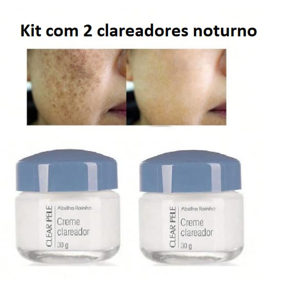 Kit 2 Creme Clareador noite Clear Pele 30g abelha rainha