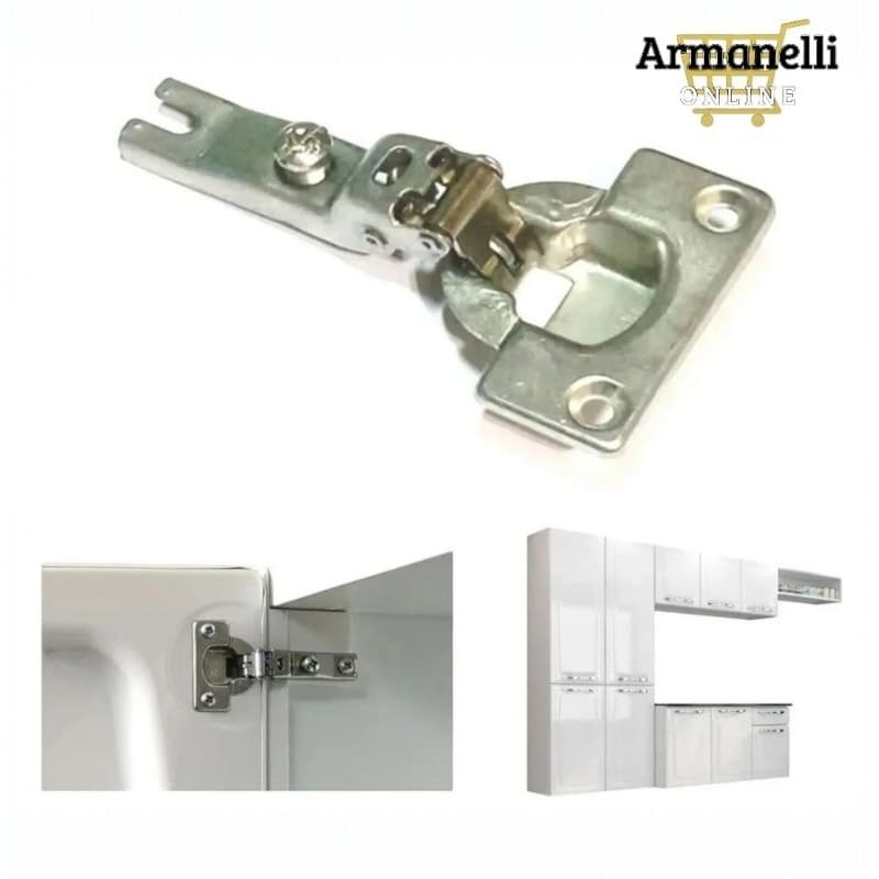 Kit c/ 02 Dobradiças Curva Armário Cozinha de Aço Itatiaia 26mm Metal