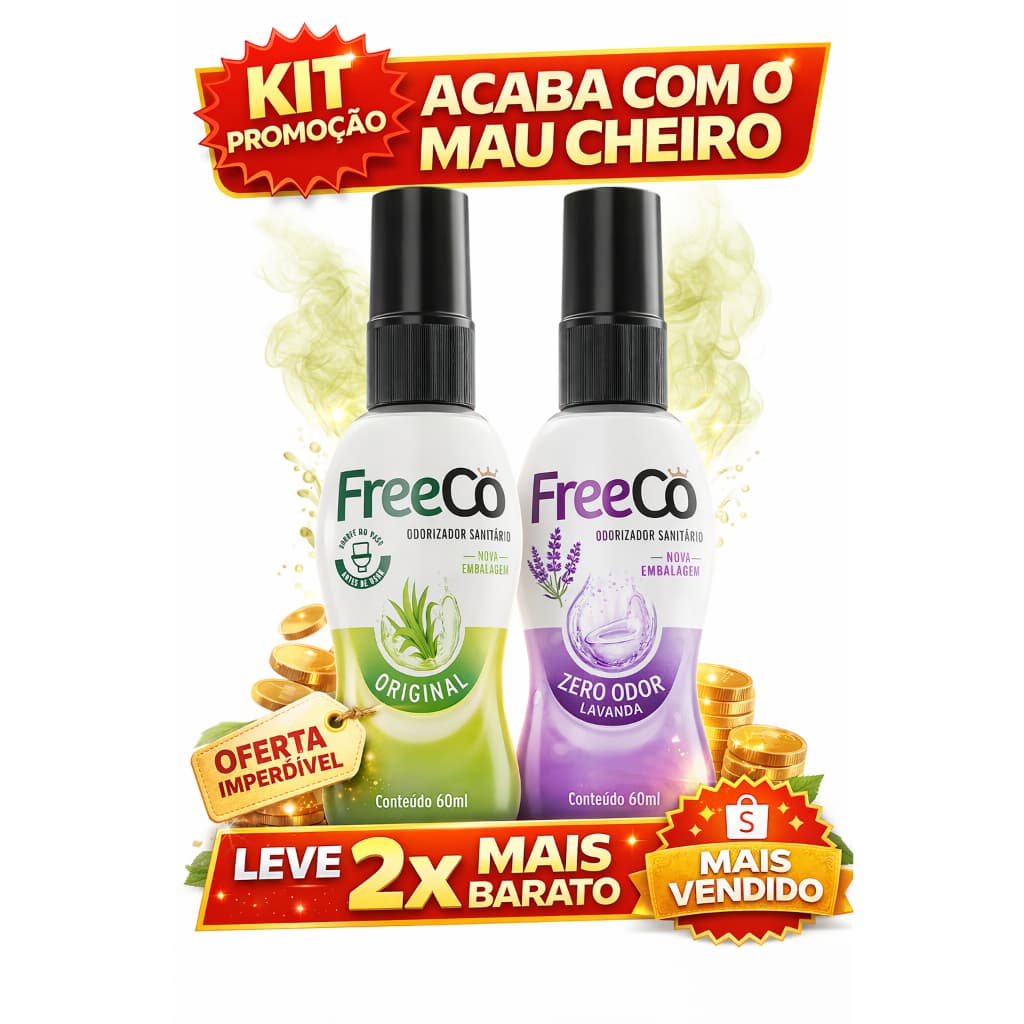 Kit 2 FreeCô Original +Lavanda FreeCô Bloqueador de Odores Sanitário|Elimina Mau Cheiro do Banheiro