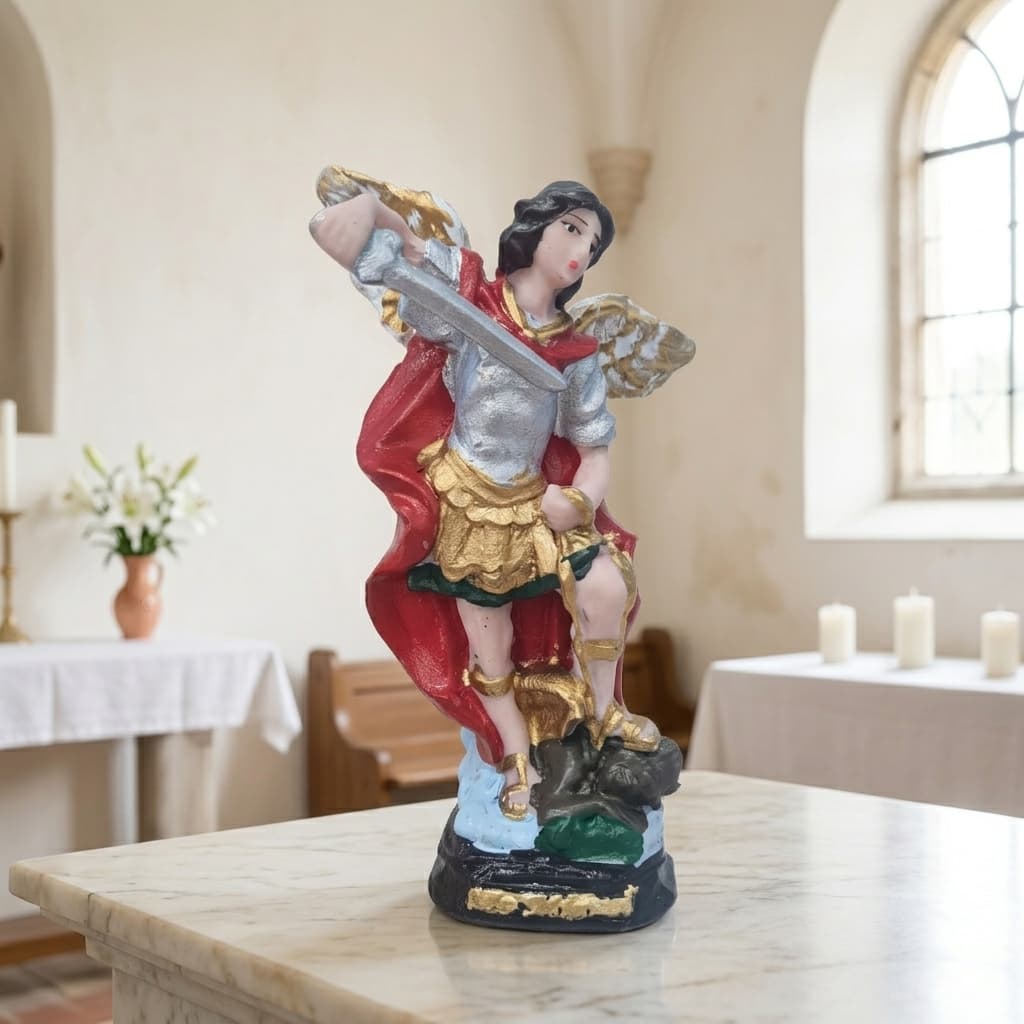 Arcanjo Miguel 15cm Resina São Gabriel Rafael Decoração Religiosa Quaresma Presente Católico Lembrancinha