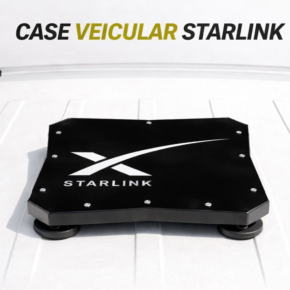 Case Starlink Mini Veicular Magnética | Imã Neodímio 66mm | Ultra Fixação | PVC Premium