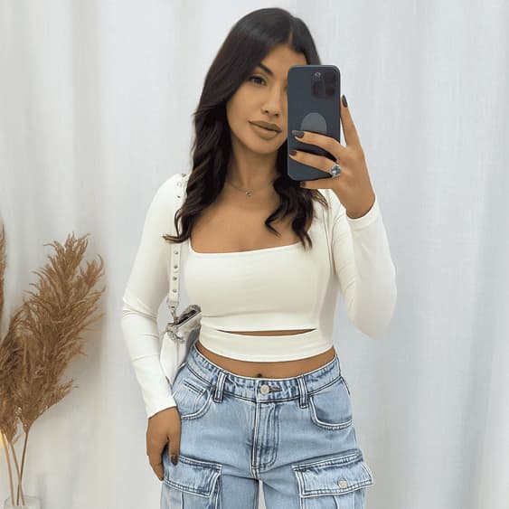 Blusa Cropped Recorte Top Festa Moda Gringa Suplex Premium Sexy Elegante