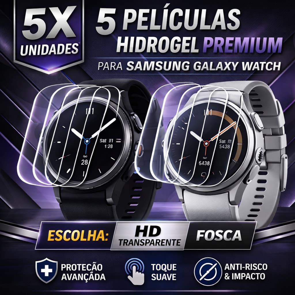 1,3,5 Películas Hidrogel para Samsung Galaxy Watch 8,7, 6, 5, 4, Fit 3, Pro, Classic, 40, 44, 42, 43mm, 46mm, Ultra 47mm