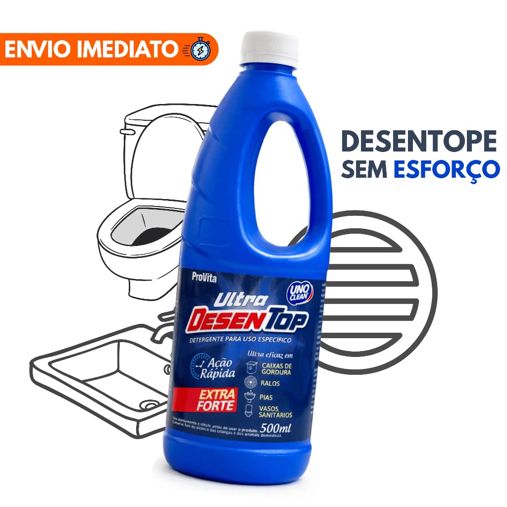 Desentupidor Líquido Ultra Desentop Cano Pia Ralo Fossa Vaso Sanitário Cozinha Caixas de Gordura