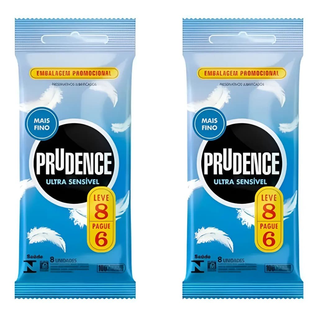 Kit 2 Preservativo Prudence Camisinha Ultra Sensivel Sensitive Mais Fino Lubrificado Leve 8 pague 6