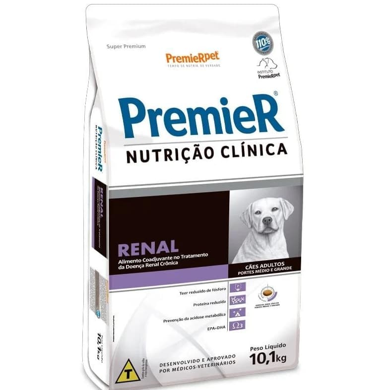 Ração Premier Renal Nutrição Clínica para Cães Adultos de Porte Médio – 10,1 kg.