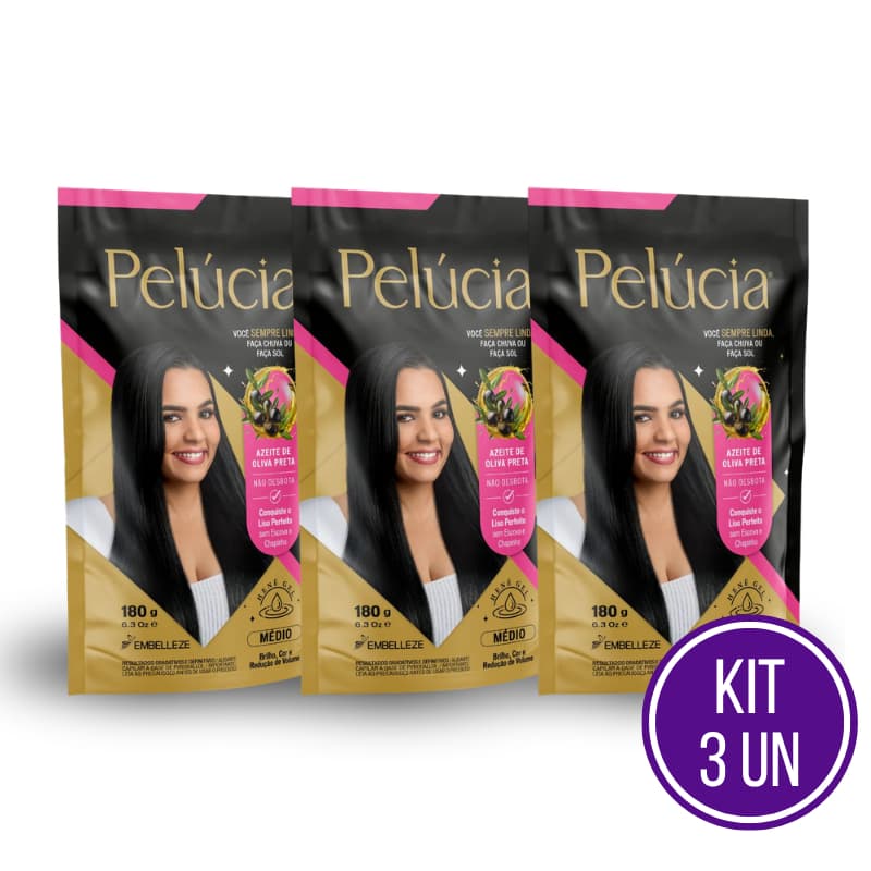 KIT 3 HENÊ PELÚCIA MÉDIO POUCH