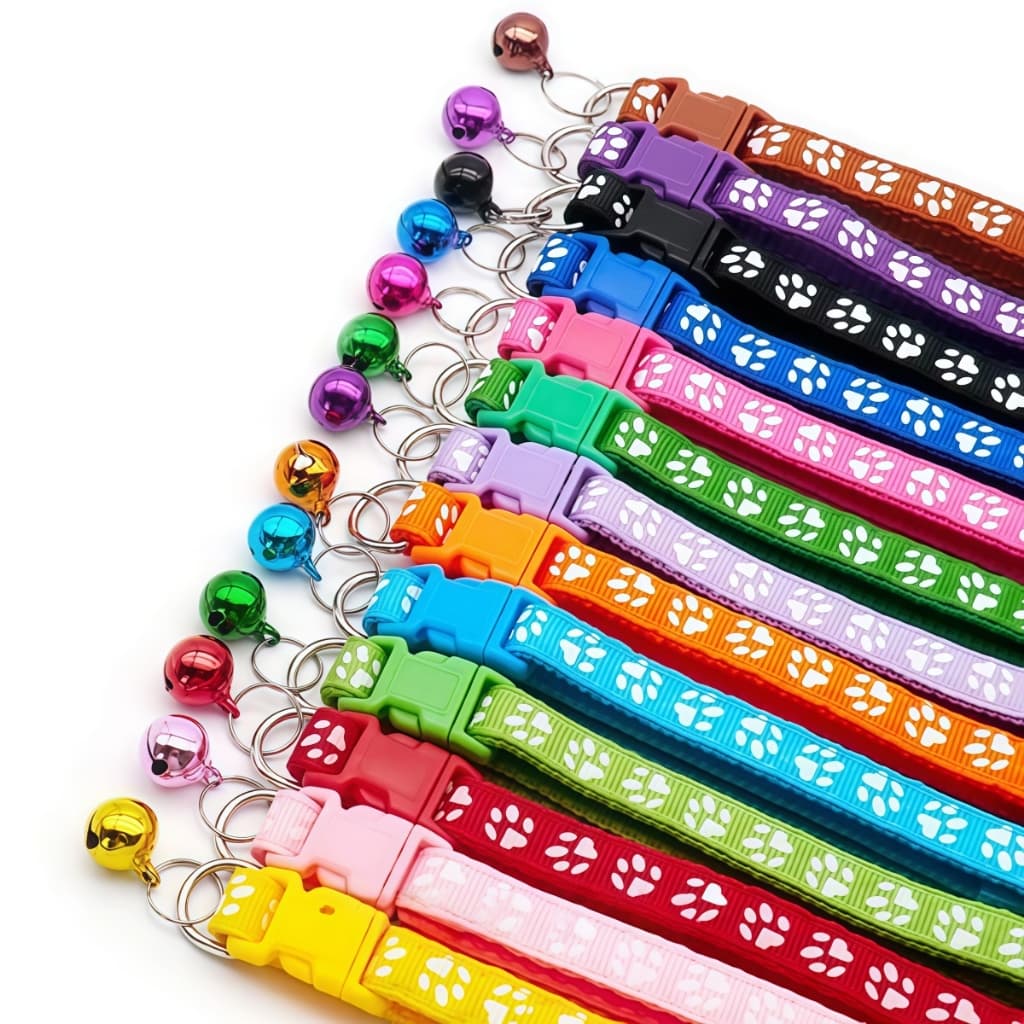 Coleira de Nylon para Pets  com Sino, Coleira Ajustável para Pequenos Cães e Gatos