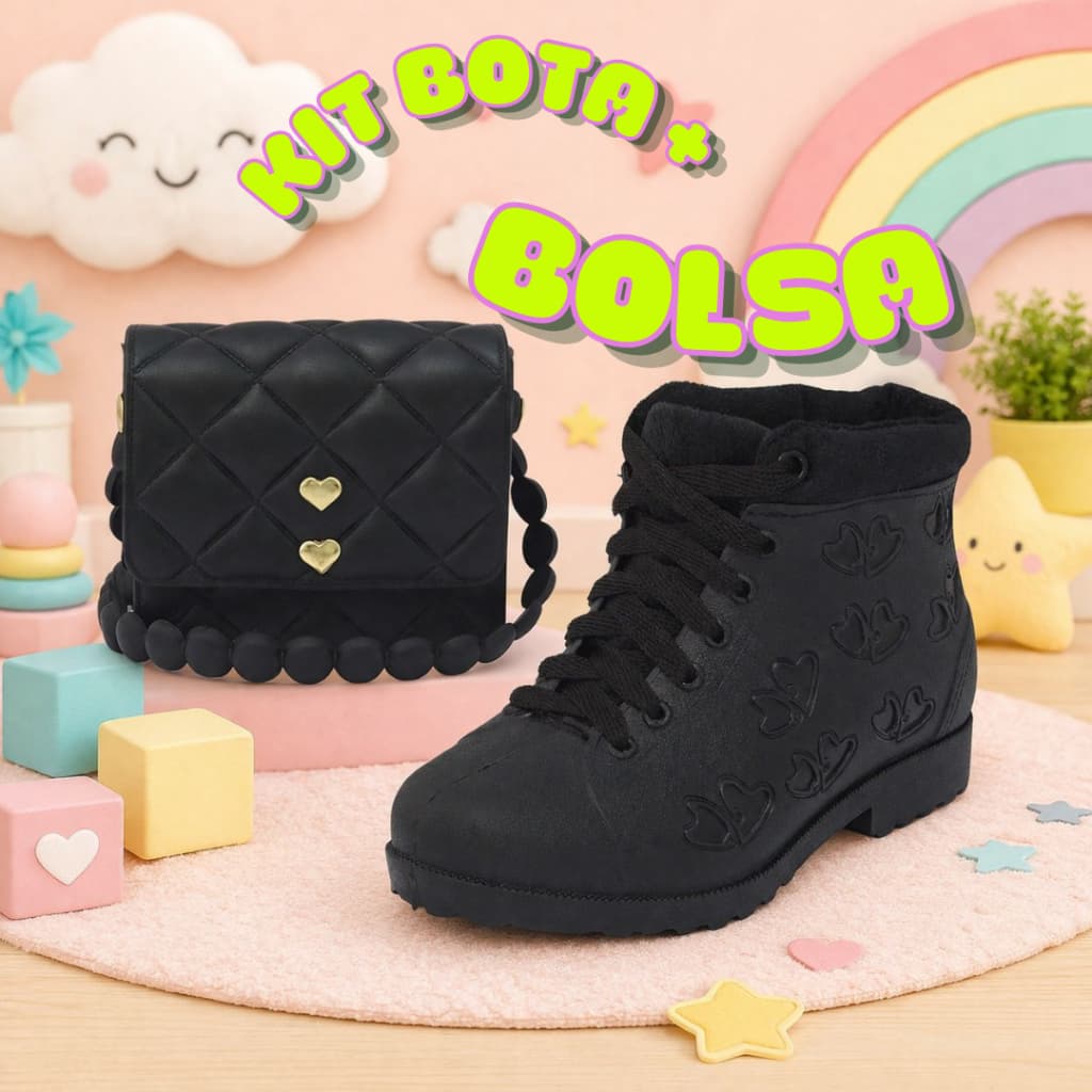 Conjunto Infantil Feminino | Bolsa + Bota | Impermeável, Leve, Moderna e Prática | Dudisstore