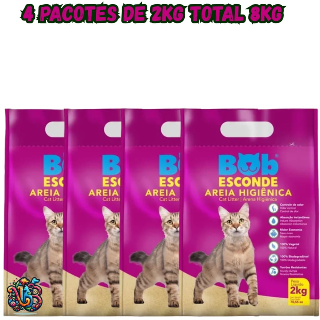 16kg Areia 100% Natural Biodegradável BOB ESCONDE Extrato Mandioca ALTO RENDIMENTO torrão firme