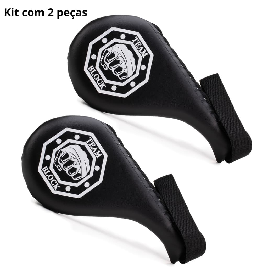 Kit 2 PÇ Raquete de Chute Muay Thai Taekwondo Almofada Alvo Reforçada Prof Aparador Reforçado 40cm Treino Artes Marciais