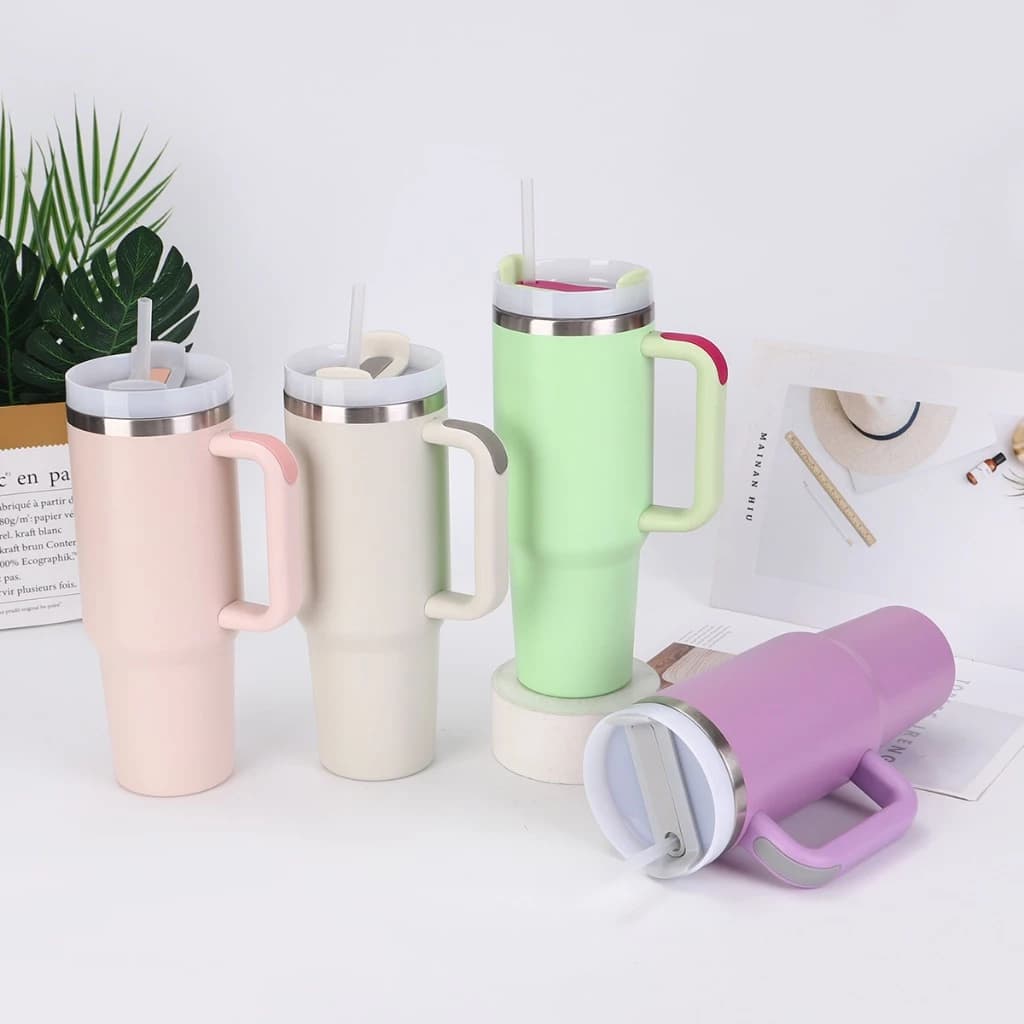 Copo Térmico Inox Alça Flip Straw com canudo de Metal 1200ml SUPER QUALIDADE