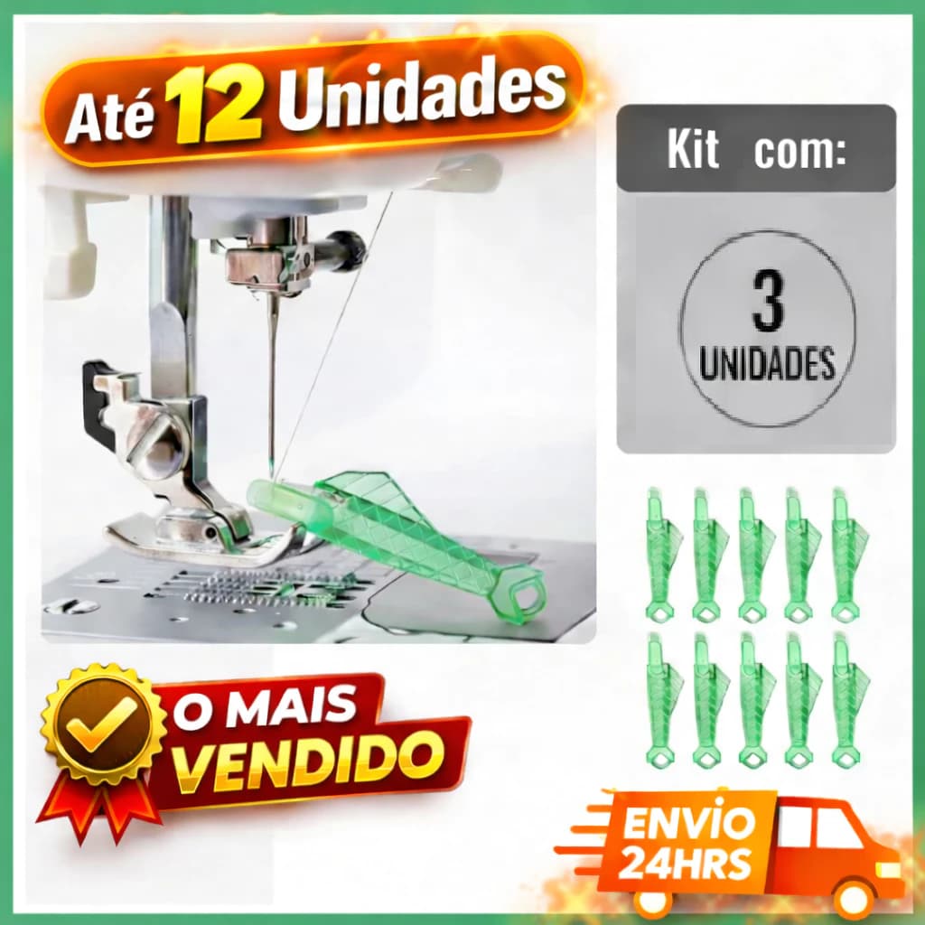 Kit com 3 Passador de Linha na Agulha para Máquina de Costura Prático, Resistente e Fácil de Usar