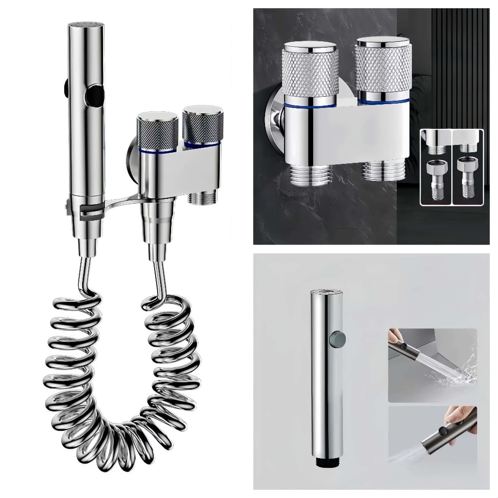 KIT BANHEIRO Ducha Higiênica Duas Saída  Com Registro Conjunto De Pulverizador